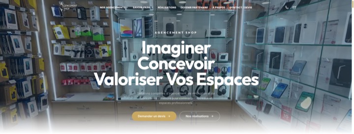 Site de Agencement Shop, réalisation Digiflow