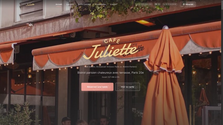 Site de Café Juliette, réalisation Digiflow