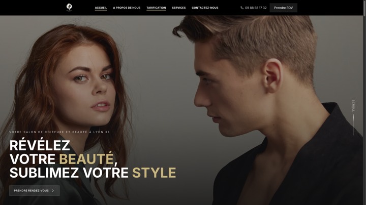 Le site de Hair Beauty Angels, salon de coiffure à Lyon, un compte publicitaire piloté par Digiflow.