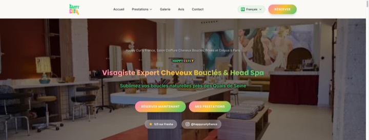 Site de Happy Curly France, réalisation Digiflow