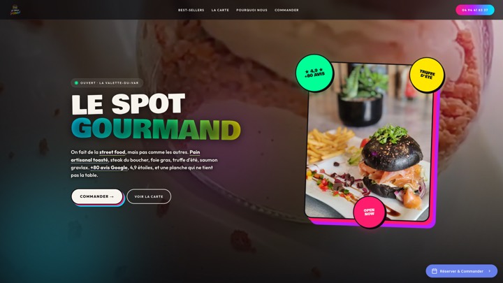 Site de Le Spot Gourmand, réalisation Digiflow