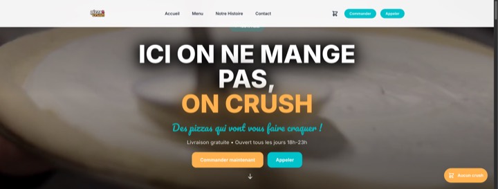 Site de Pizza Crush, réalisation Digiflow
