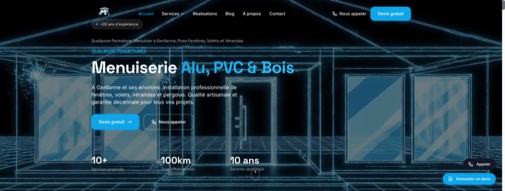 Site de Qualipose Fermetures, réalisation Digiflow