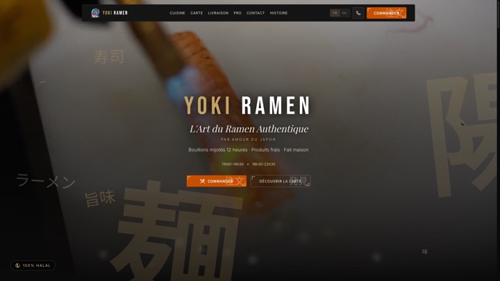 Site de Yoki Ramen, réalisation Digiflow