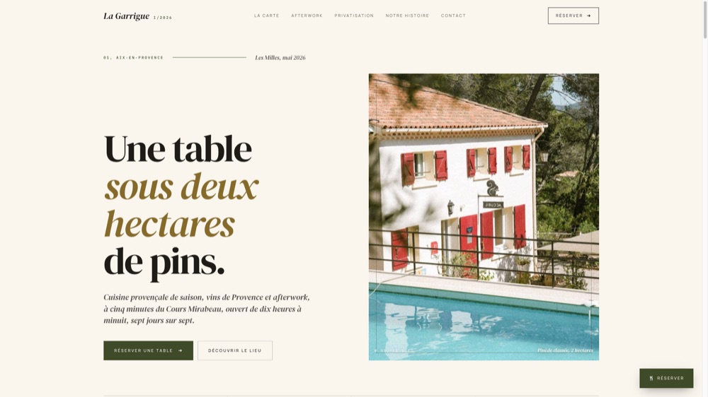 Site de La Guarrigue, restaurant à Aix-en-Provence, réalisation Digiflow