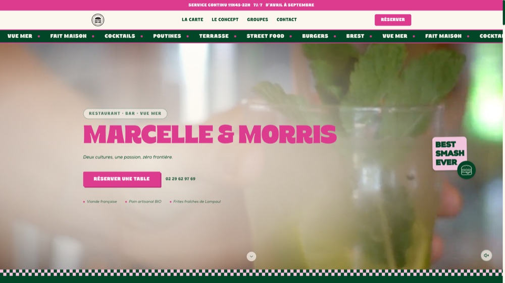 Site de Marcelle et Morris, restaurant à Brest, réalisation Digiflow