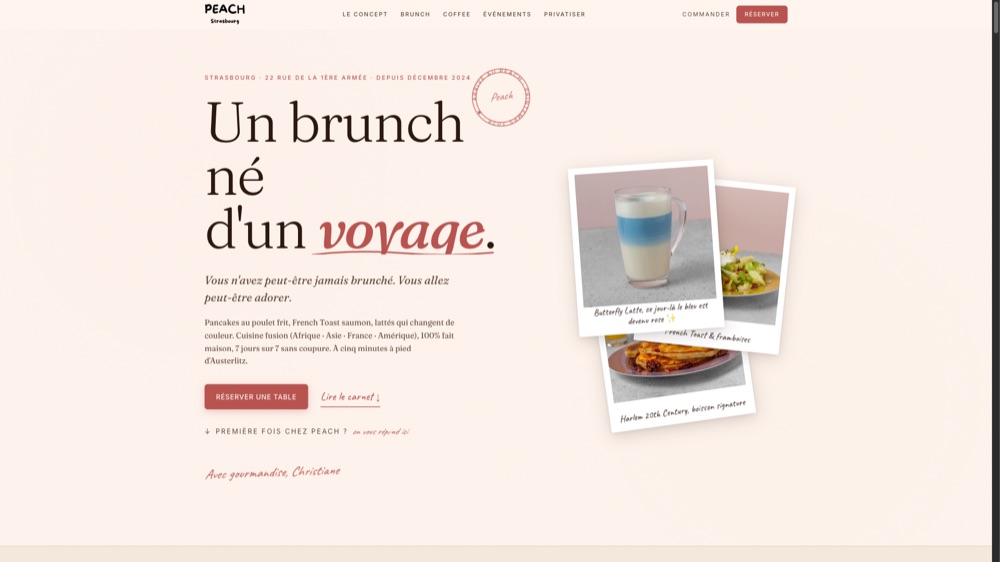 Site de Peach, restaurant à Strasbourg, réalisation Digiflow