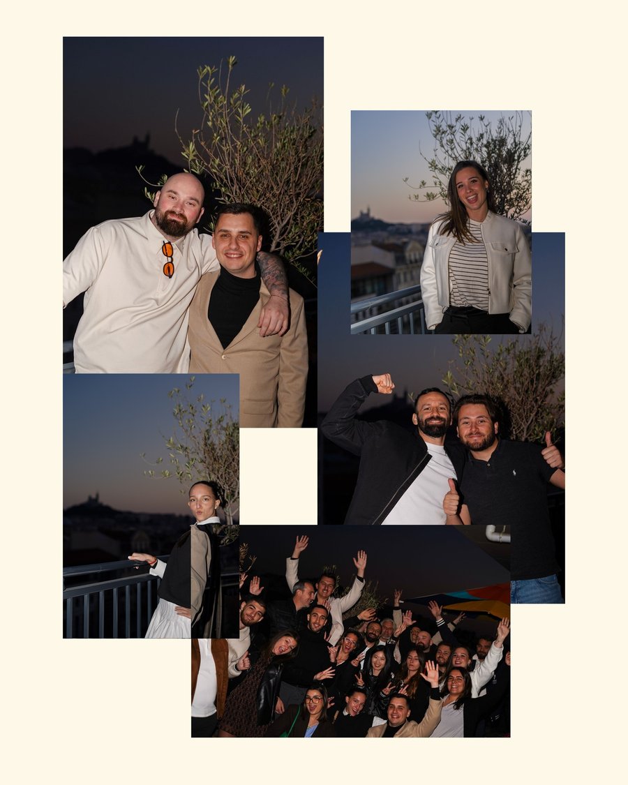L'équipe Digiflow réunie sur un rooftop marseillais au coucher du soleil